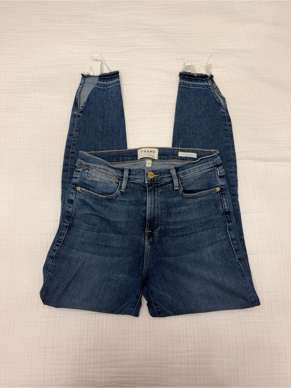frame le high skinny raw hem jeans